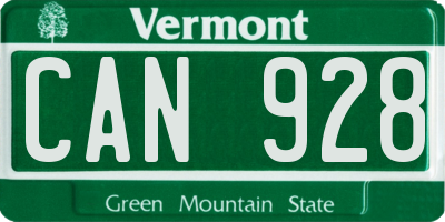 VT license plate CAN928