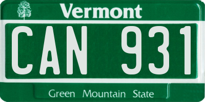 VT license plate CAN931