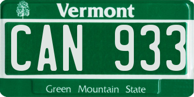 VT license plate CAN933