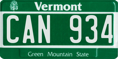 VT license plate CAN934