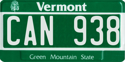 VT license plate CAN938
