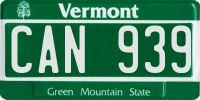 VT license plate CAN939