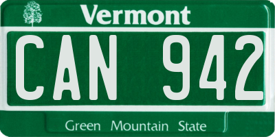 VT license plate CAN942