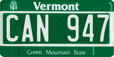 VT license plate CAN947
