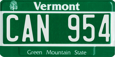 VT license plate CAN954