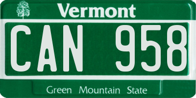 VT license plate CAN958
