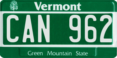 VT license plate CAN962