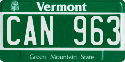 VT license plate CAN963