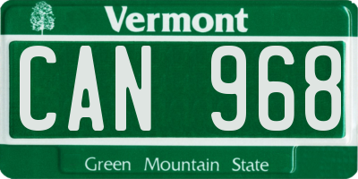 VT license plate CAN968