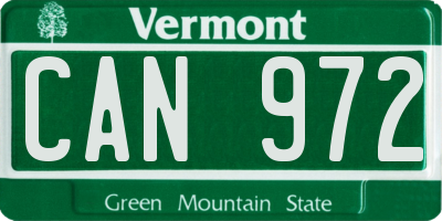 VT license plate CAN972