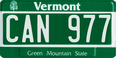 VT license plate CAN977