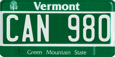 VT license plate CAN980
