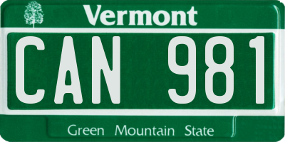 VT license plate CAN981
