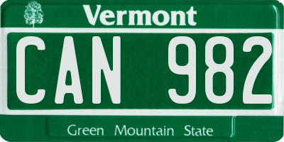 VT license plate CAN982