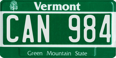 VT license plate CAN984