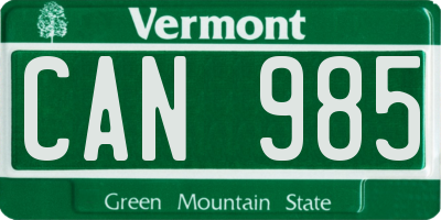 VT license plate CAN985