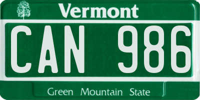 VT license plate CAN986