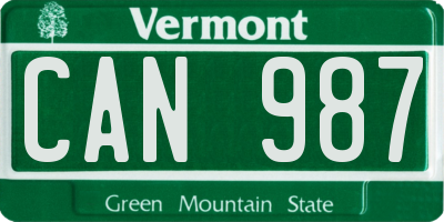 VT license plate CAN987