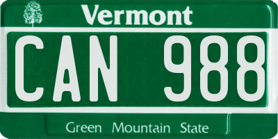VT license plate CAN988