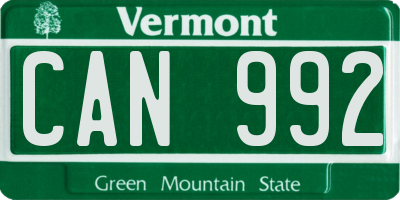 VT license plate CAN992