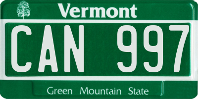 VT license plate CAN997
