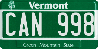 VT license plate CAN998