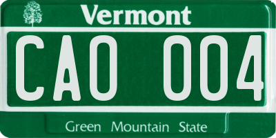 VT license plate CAO004