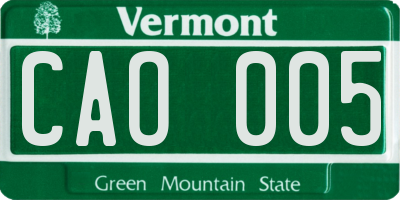 VT license plate CAO005