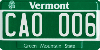 VT license plate CAO006