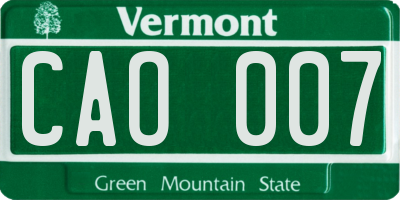 VT license plate CAO007