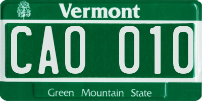 VT license plate CAO010