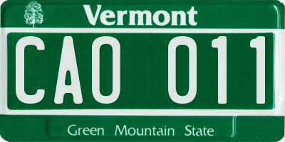 VT license plate CAO011