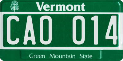 VT license plate CAO014