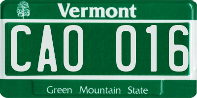 VT license plate CAO016