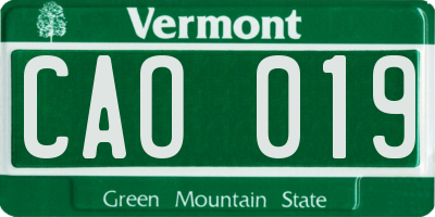 VT license plate CAO019