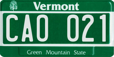 VT license plate CAO021