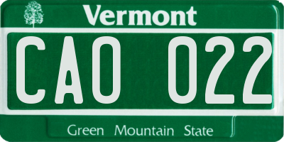 VT license plate CAO022