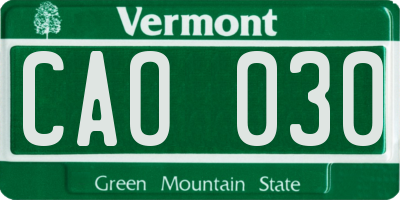 VT license plate CAO030