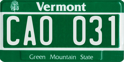 VT license plate CAO031