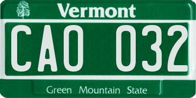 VT license plate CAO032