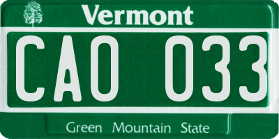 VT license plate CAO033