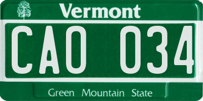 VT license plate CAO034