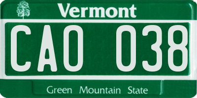 VT license plate CAO038