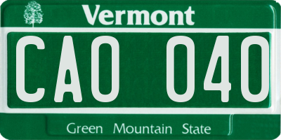 VT license plate CAO040