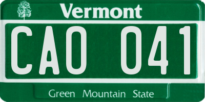 VT license plate CAO041