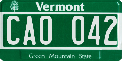 VT license plate CAO042