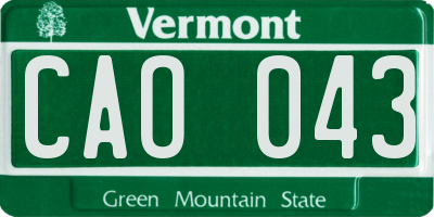 VT license plate CAO043