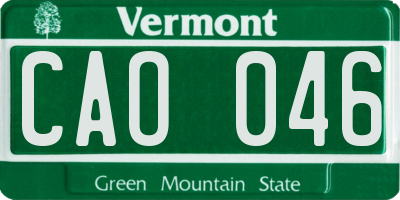 VT license plate CAO046