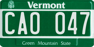 VT license plate CAO047