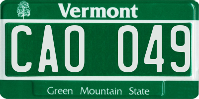 VT license plate CAO049